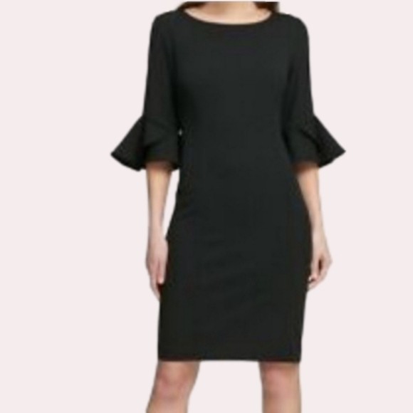 Vince Camuto Dresses & Skirts - Vince Camuto Black Flutter Sleeve Crepe Shift Dress Size 14W